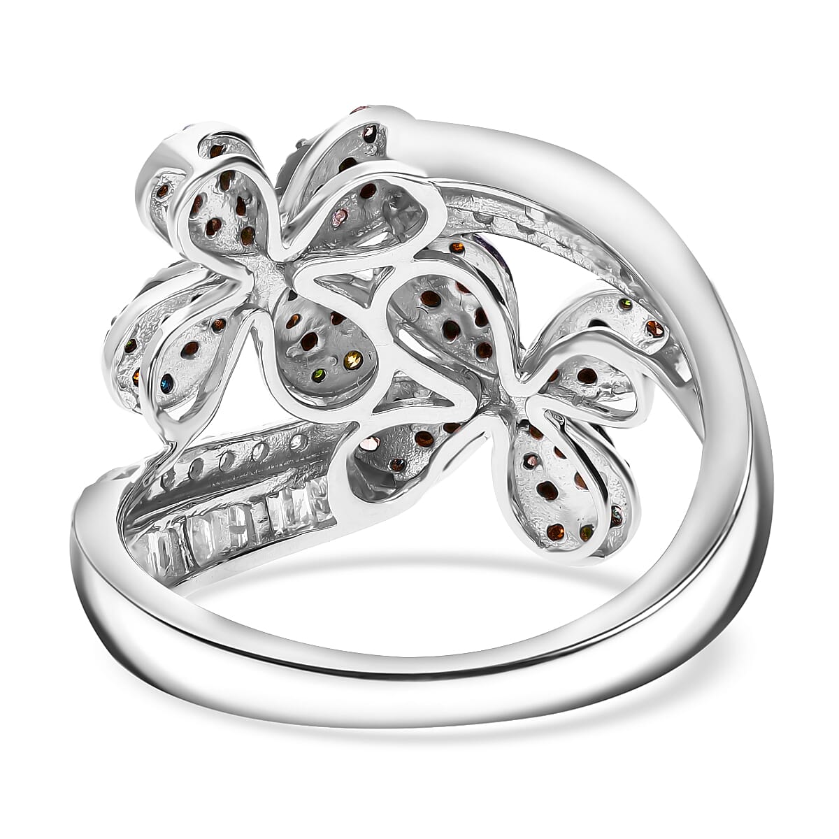 Designer Inspired-Multi Colour Diamond Ring in Platinum Overlay Sterling Silver 1.08 Ct. 7977229 3