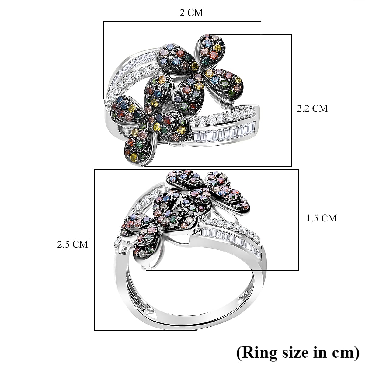 Designer Inspired-Multi Colour Diamond Ring in Platinum Overlay Sterling Silver 1.08 Ct. 7977229 4