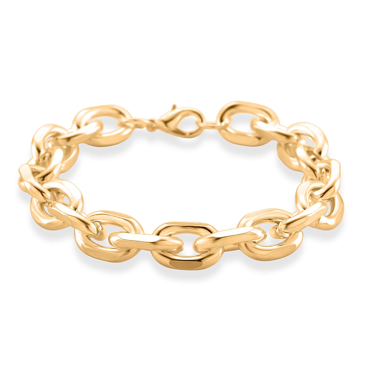 Designer Inspired - Oval Links Bracelet (Size - 8) with Lobster Clasp in Yellow Gold Plated 8271668 0