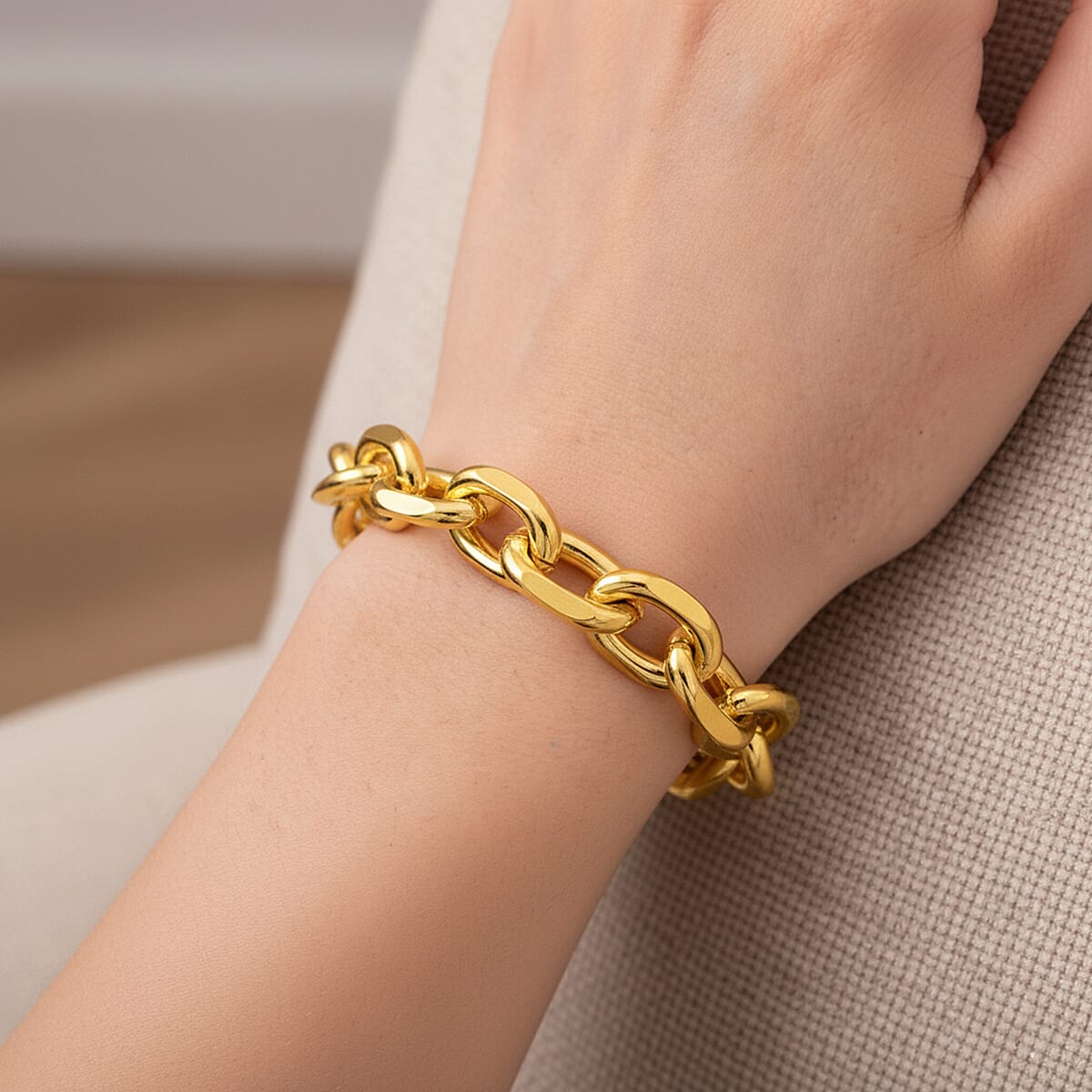 Designer Inspired - Oval Links Bracelet (Size - 8) with Lobster Clasp in Yellow Gold Plated 8271668 3