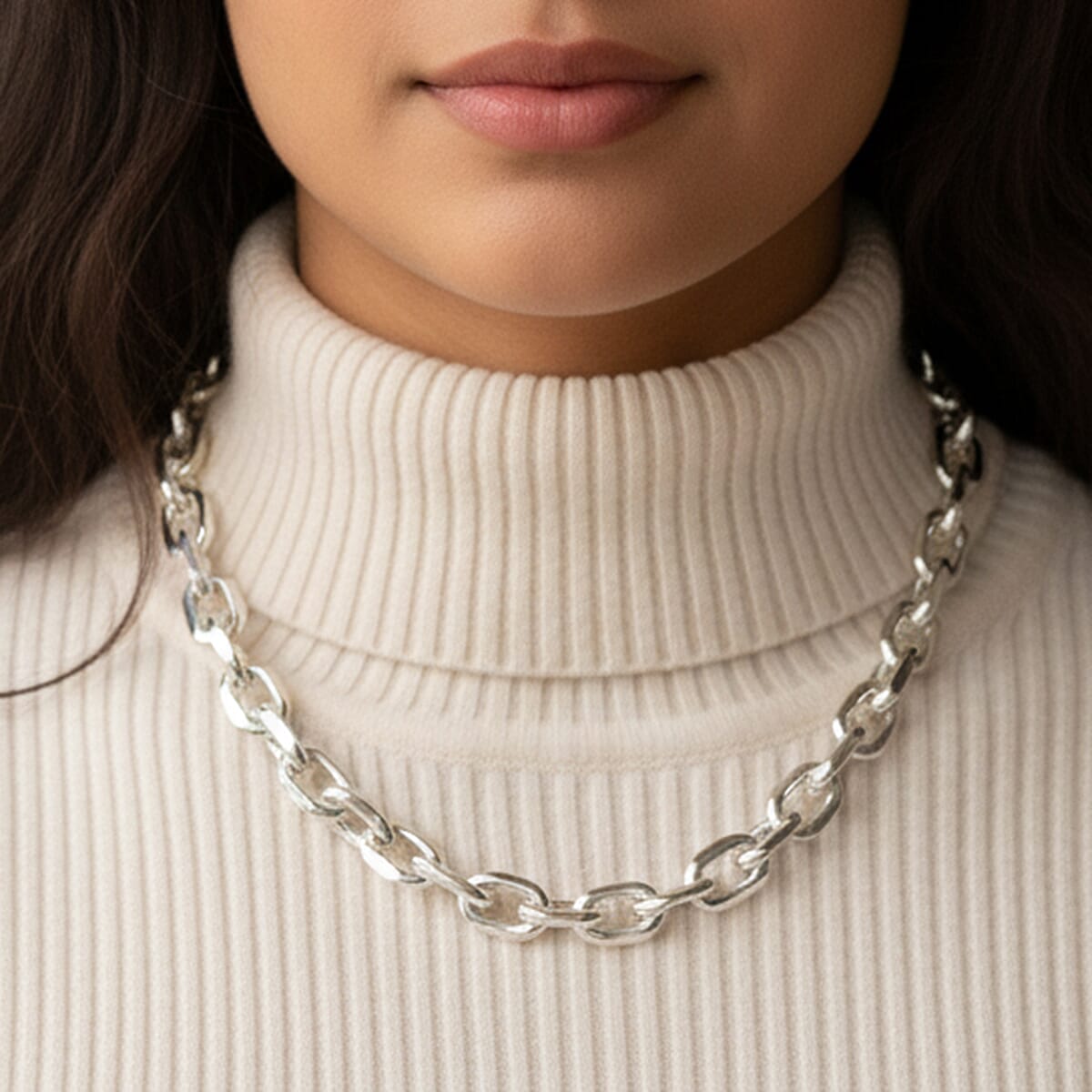 Designer Inspired - Oval Links Necklace (Size 24) with Lobster Clasp 8271638 3