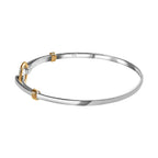 Designer Inspired - Platinum & 18K Yellow Gold Vermeil Yellow Gold Plated Sterling Silver Bangle (Size 7.5), Silver Wt. 8.30 Gms.