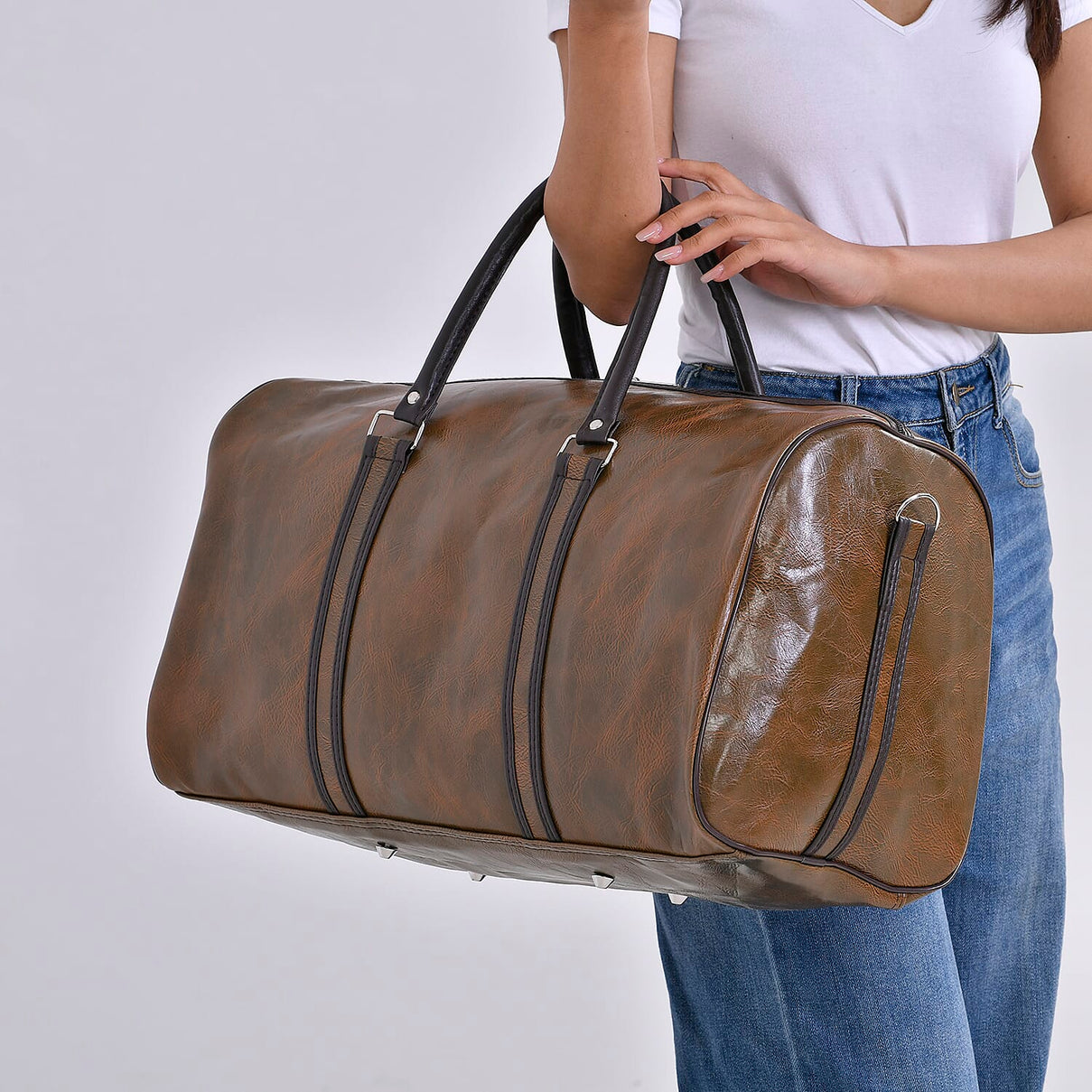 Designer Inspired Solid Travel Duffle Bag 7768217 2