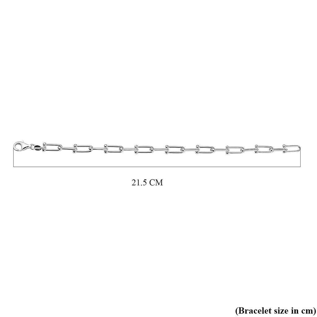 Bangkok Closeout - Sterling Silver U Shaped Ball Link Bracelet (Size - 8, Silver Wt 11.80 Gms