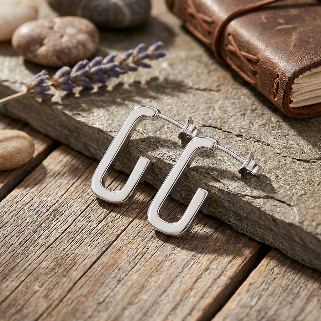 Designer Inspired - Sterling Silver J Hoop Earring 8356467 1