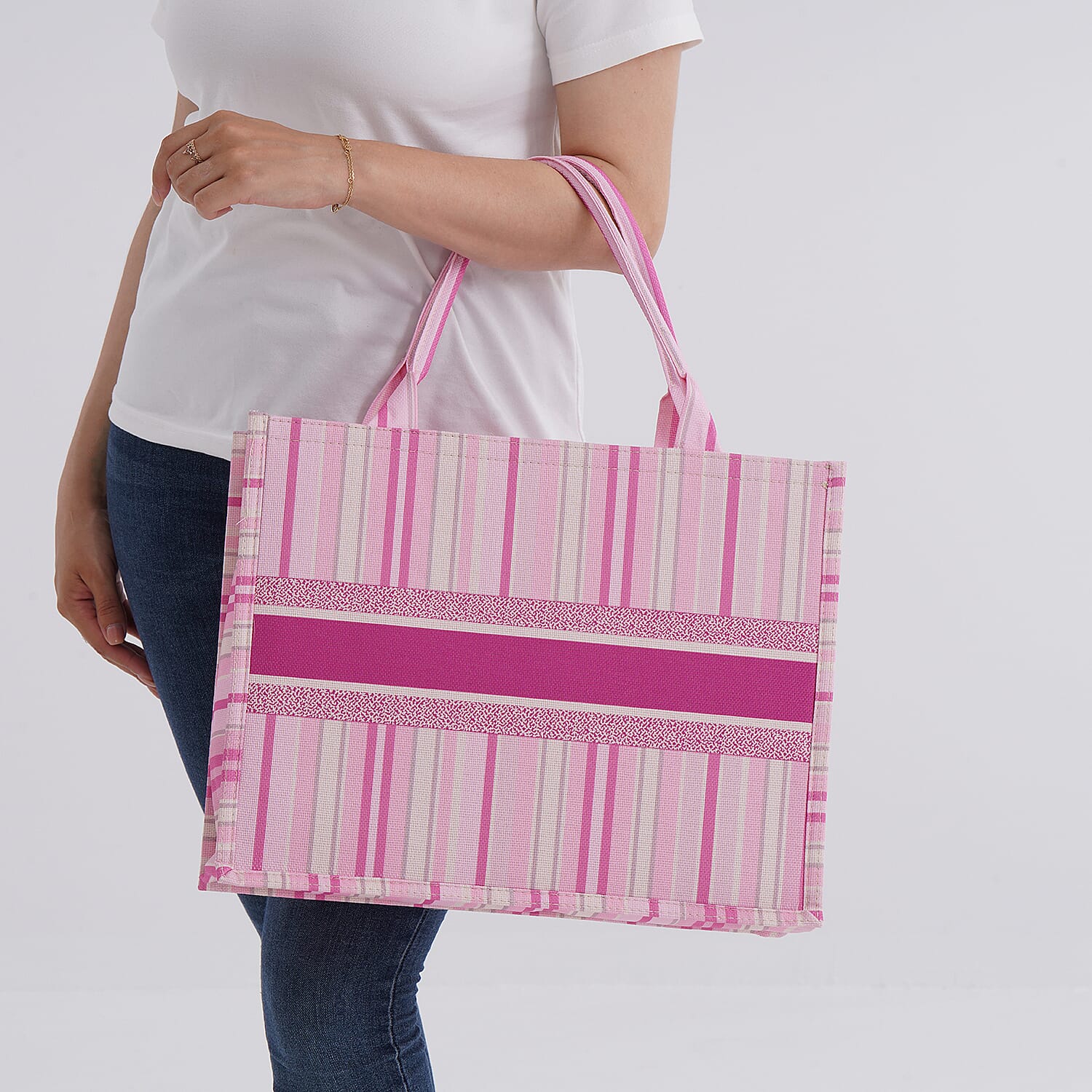 Designer Inspired Stripe Pattern Tote Bag V32360641 3