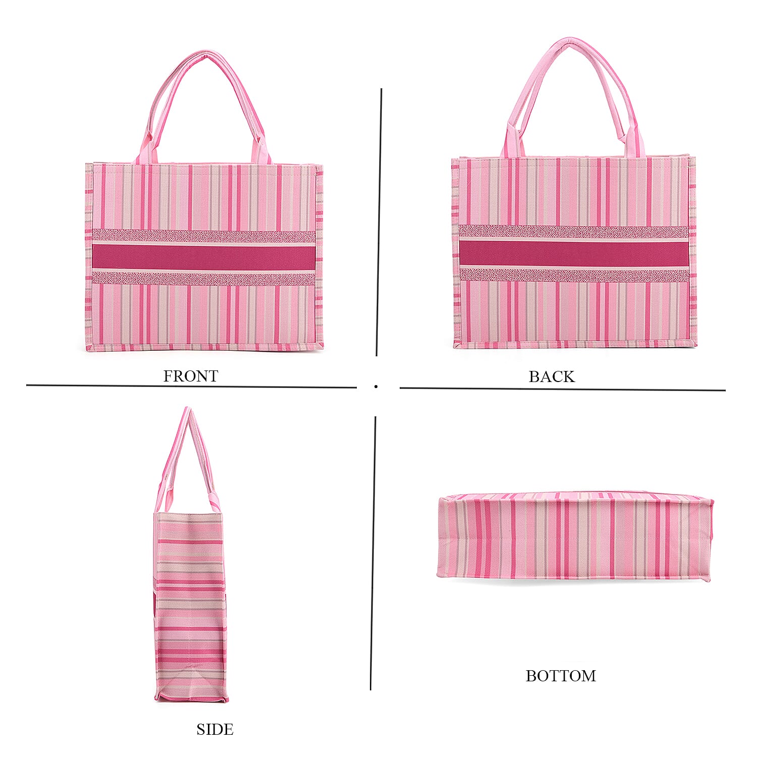 Designer Inspired Stripe Pattern Tote Bag V32348737 4