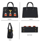 Designer-Inspired Structured Handbag with Crossbody Strap - Black
