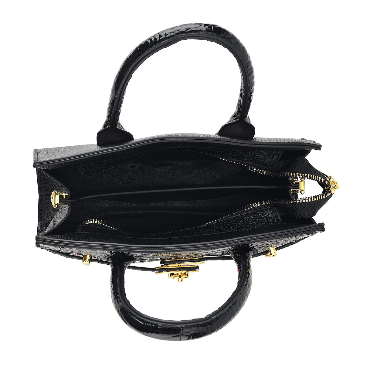 Designer-Inspired Structured Handbag with Crossbody Strap - Black 8447533 5