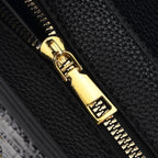 Designer-Inspired Structured Handbag with Crossbody Strap - Black
