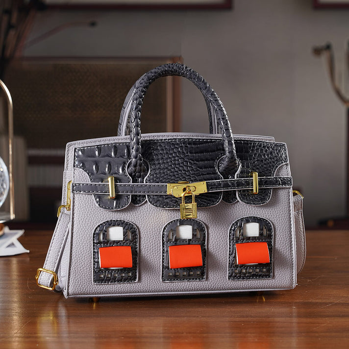 Designer-Inspired Structured Handbag with Crossbody Strap - Pink 8447540 2