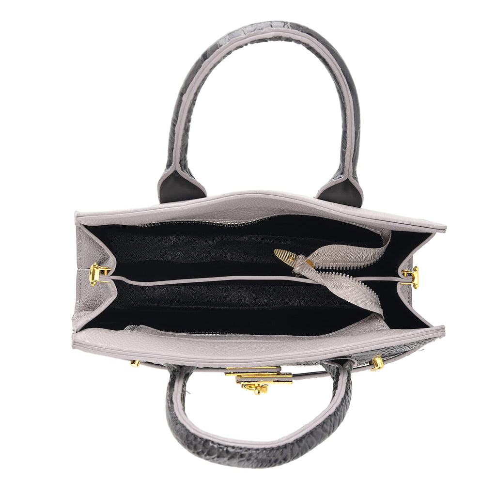 Designer-Inspired Structured Handbag with Crossbody Strap - Black
