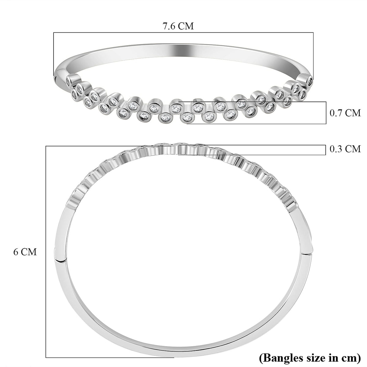 Designer Inspired White Cubic Zirconia Bubble Bangle (Size 7.5) 7856849 12