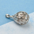 Designer Inspired  - White Edison Pearl Caged Pendant in Rhodium Overlay Sterling Silver