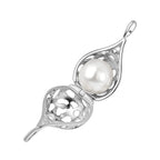Designer Inspired  - White Edison Pearl Caged Pendant in Rhodium Overlay Sterling Silver