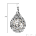 Designer Inspired  - White Edison Pearl Caged Pendant in Rhodium Overlay Sterling Silver