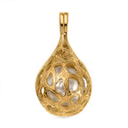 Designer Inspired  - White Edison Pearl Caged  in Sterling Silver with Gold Overlay
