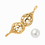 Designer Inspired  - White Edison Pearl Caged  in Sterling Silver with Gold Overlay