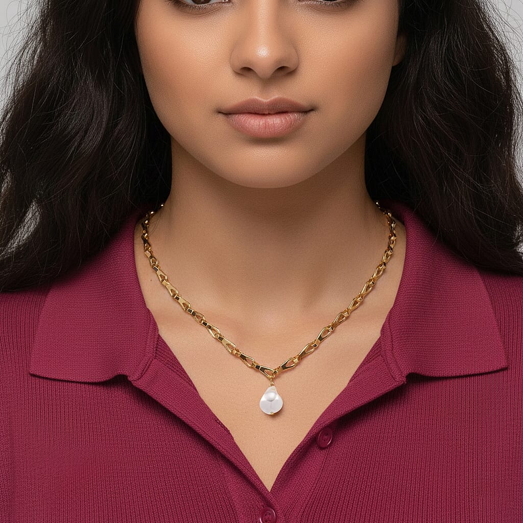Designer Inspired- White Shell Pearl Necklace (Size - 20-2 Inch Ext) 8282933 3