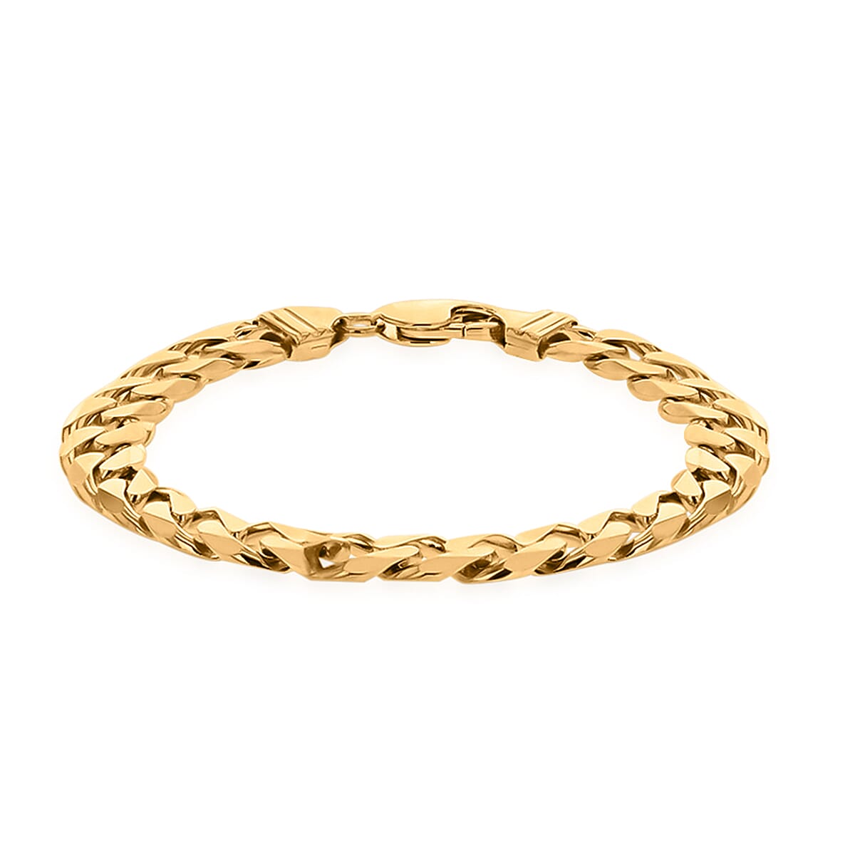 Designer Inspired- Yellow Gold Plated Sterling Silver Curb Bracelet (Size - 8.5), Silver Wt. 26.10 Gms 7601747 0