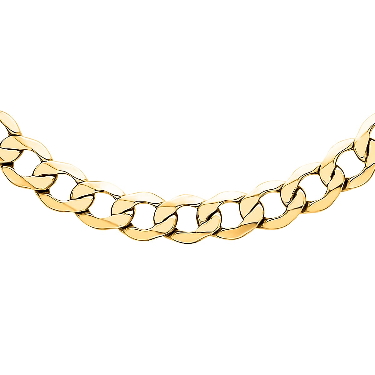 Designer Inspired- Yellow Gold Plated Sterling Silver Curb Necklace (Size - 20), Silver Wt. 31.50 Gms 7601699 0