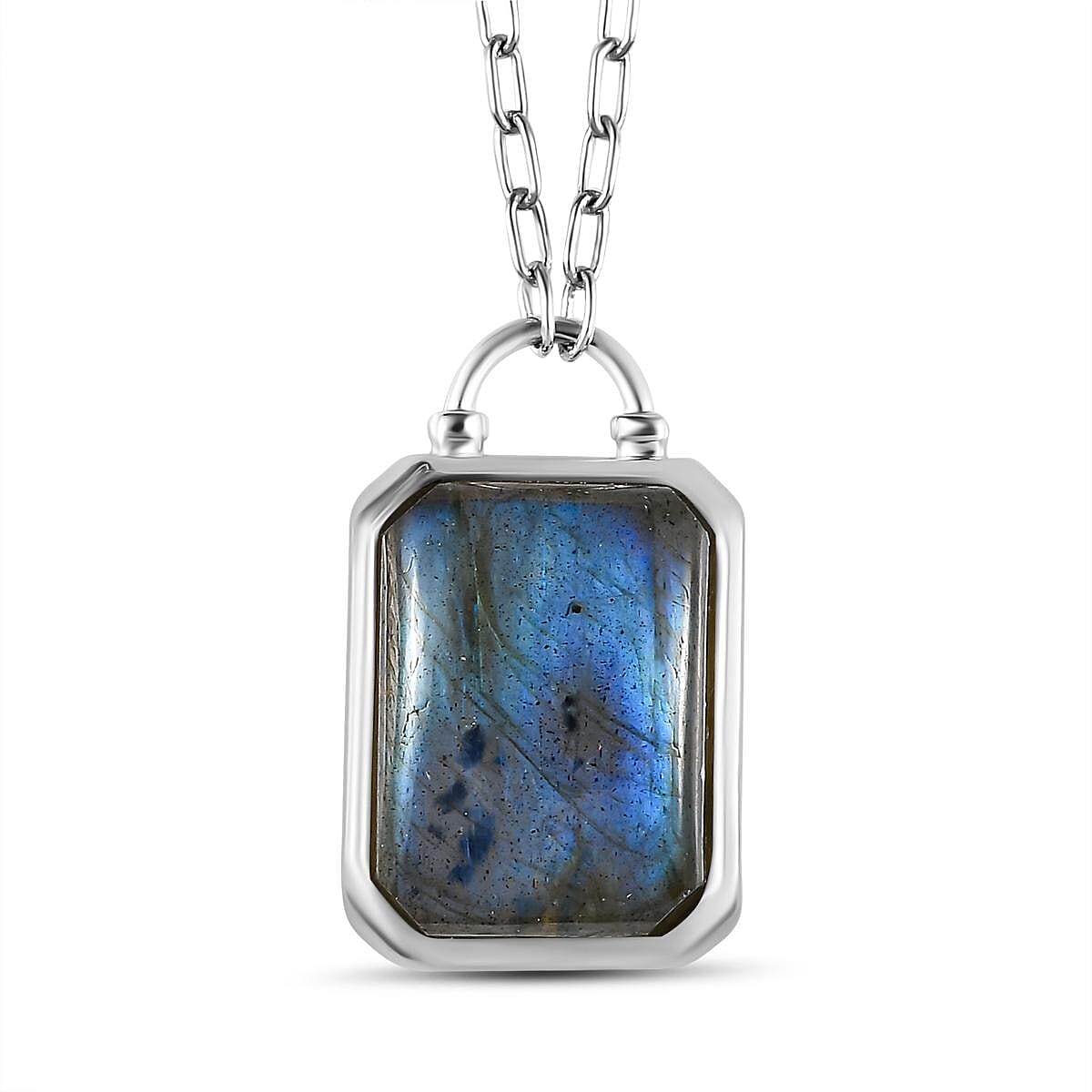 Designer inspired - Labradorite Necklace (Size 20) in Platinum Overlay Sterling Silver 12.14 Ct. 4400155 0