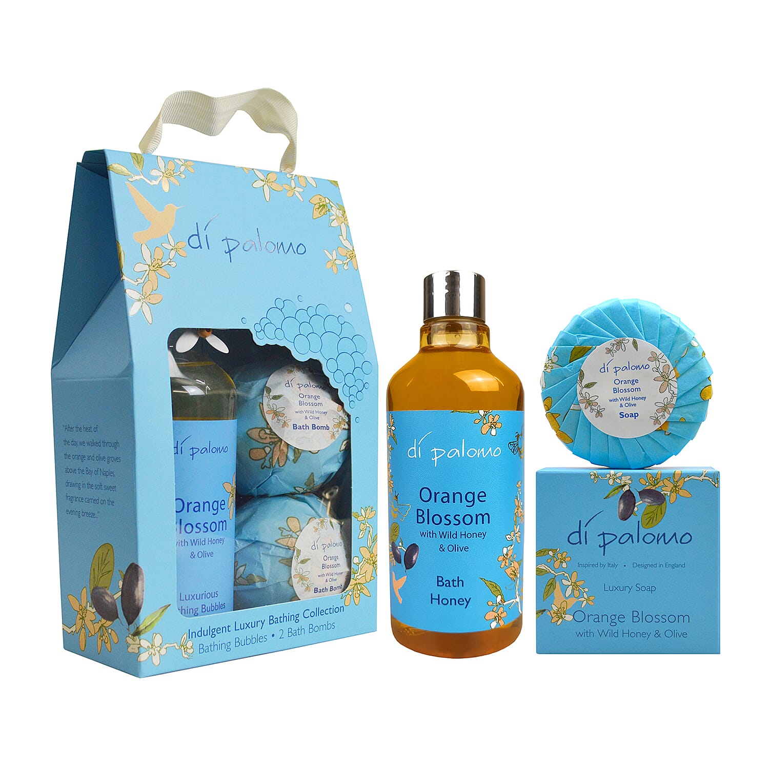 Di Palomo - Orange Blossom - Luxury Bathing Collection (Includes Bathing Bubbles 300ml and 2 x Bath Bombs) 7982410 1