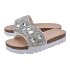 Diamante Pattern Flat Slider in White (Size 3)
