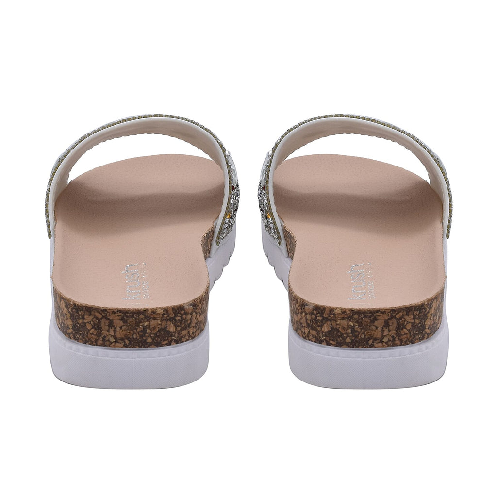 Diamante Pattern Flat Slider in White (Size 3)