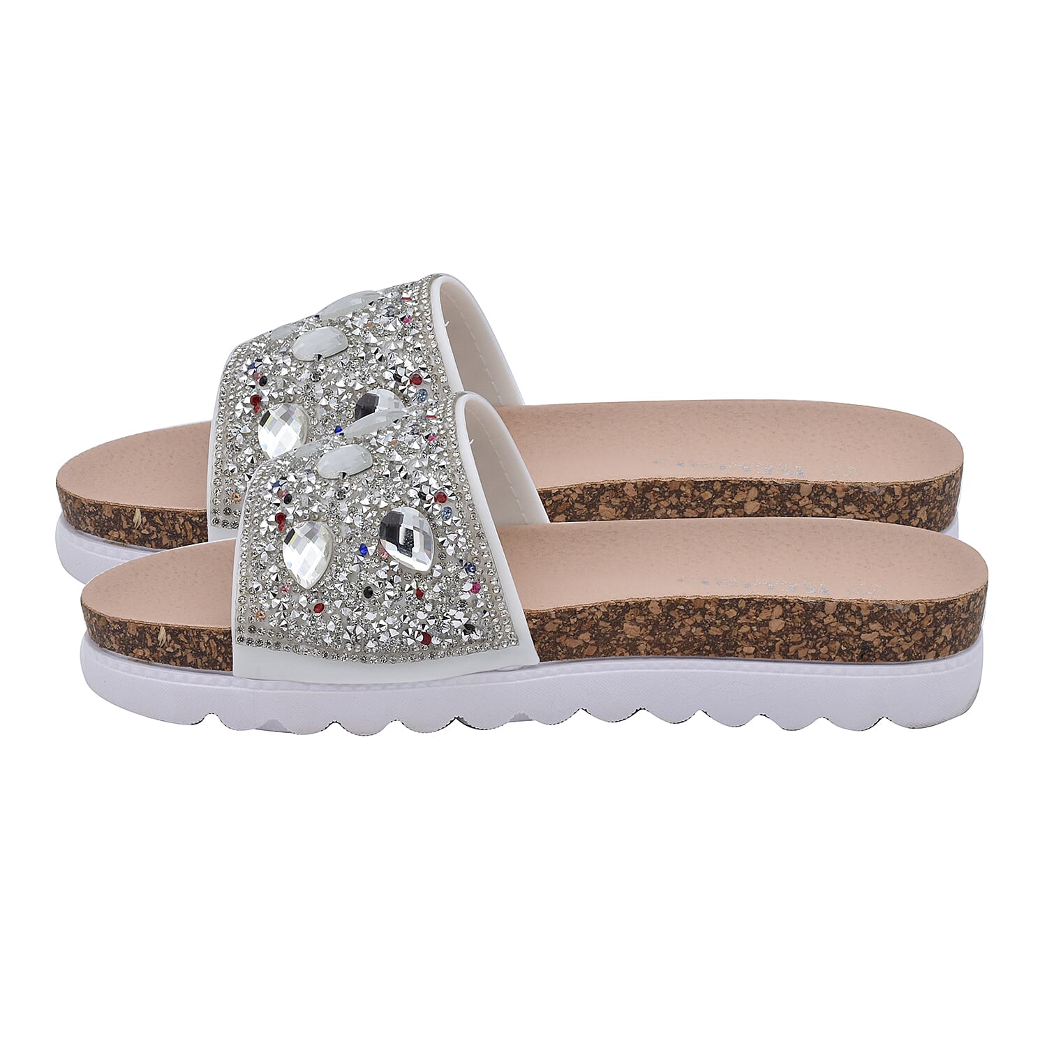 Diamante Pattern Flat Slider in White 6239738 6