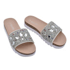Diamante Pattern Flat Slider in White (Size 3)
