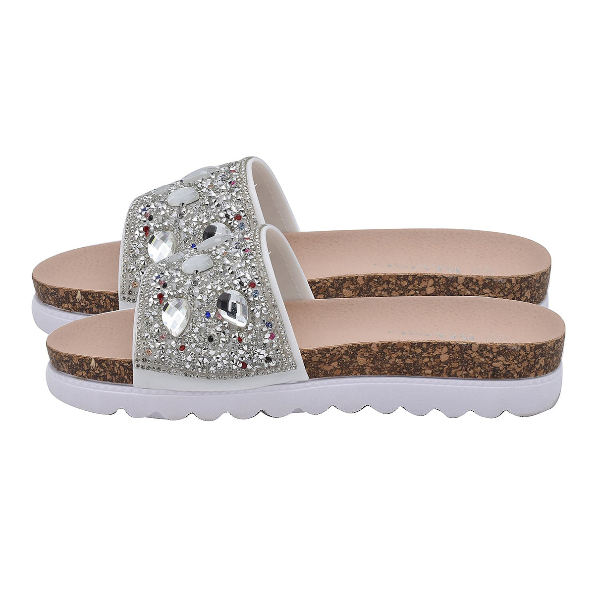Diamante Pattern Flat Slider in White 6239738 7
