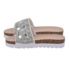 Diamante Pattern Flat Slider in White (Size 3)