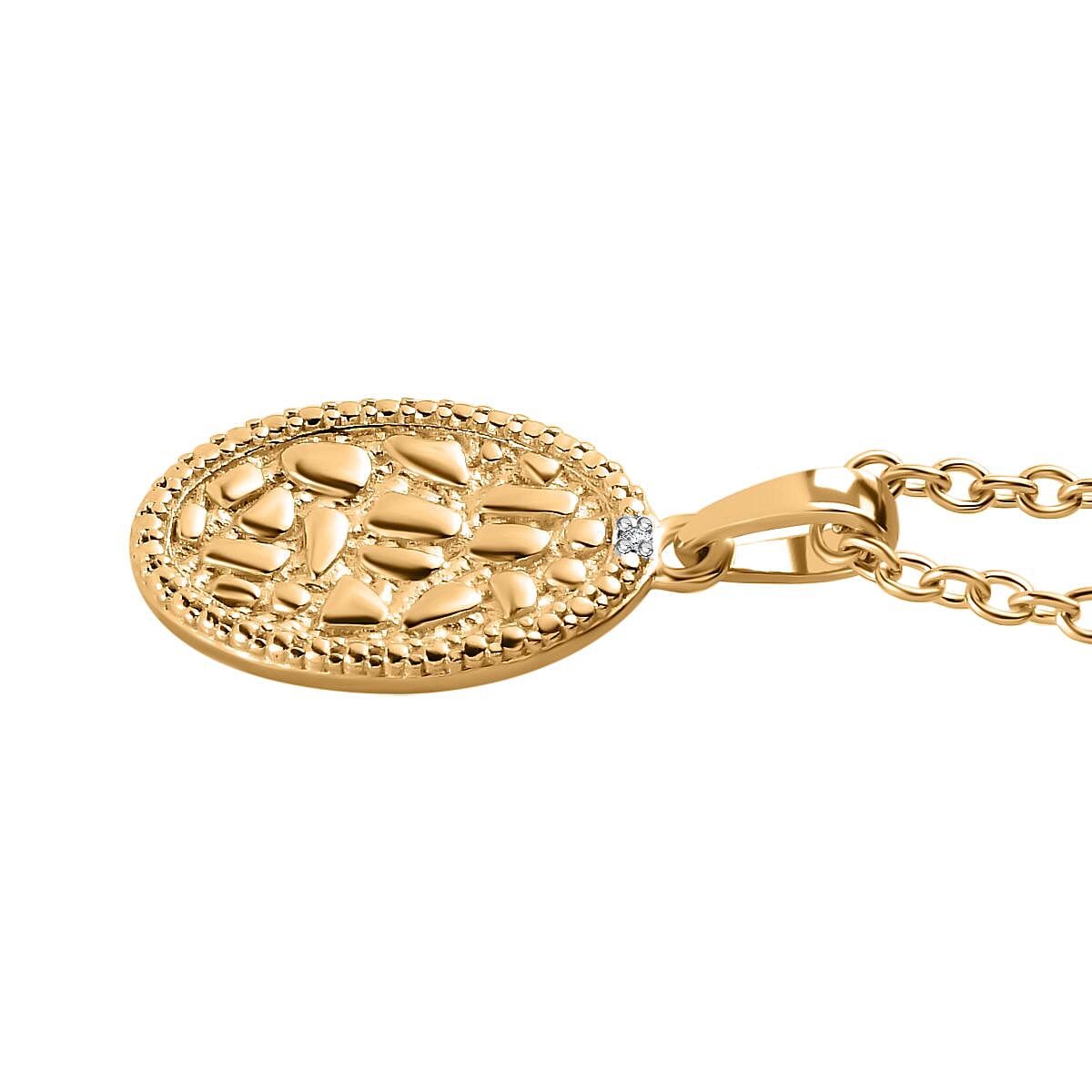 Diamond 14K Gold Overlay Sterling Silver Textured Pendant with FREE Chain (Size 20) 4206635 3