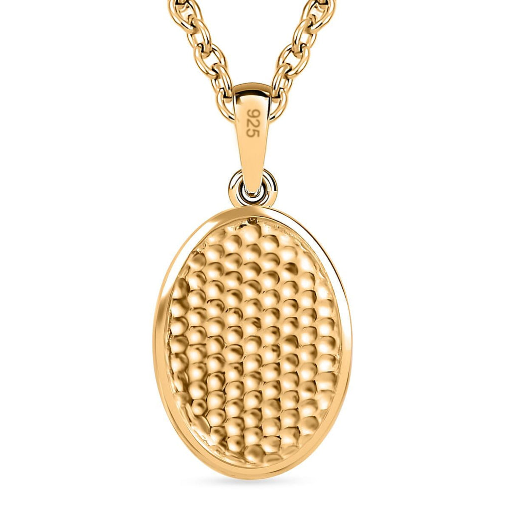Diamond 14K Gold Overlay Sterling Silver Textured Pendant with FREE Chain (Size 20)