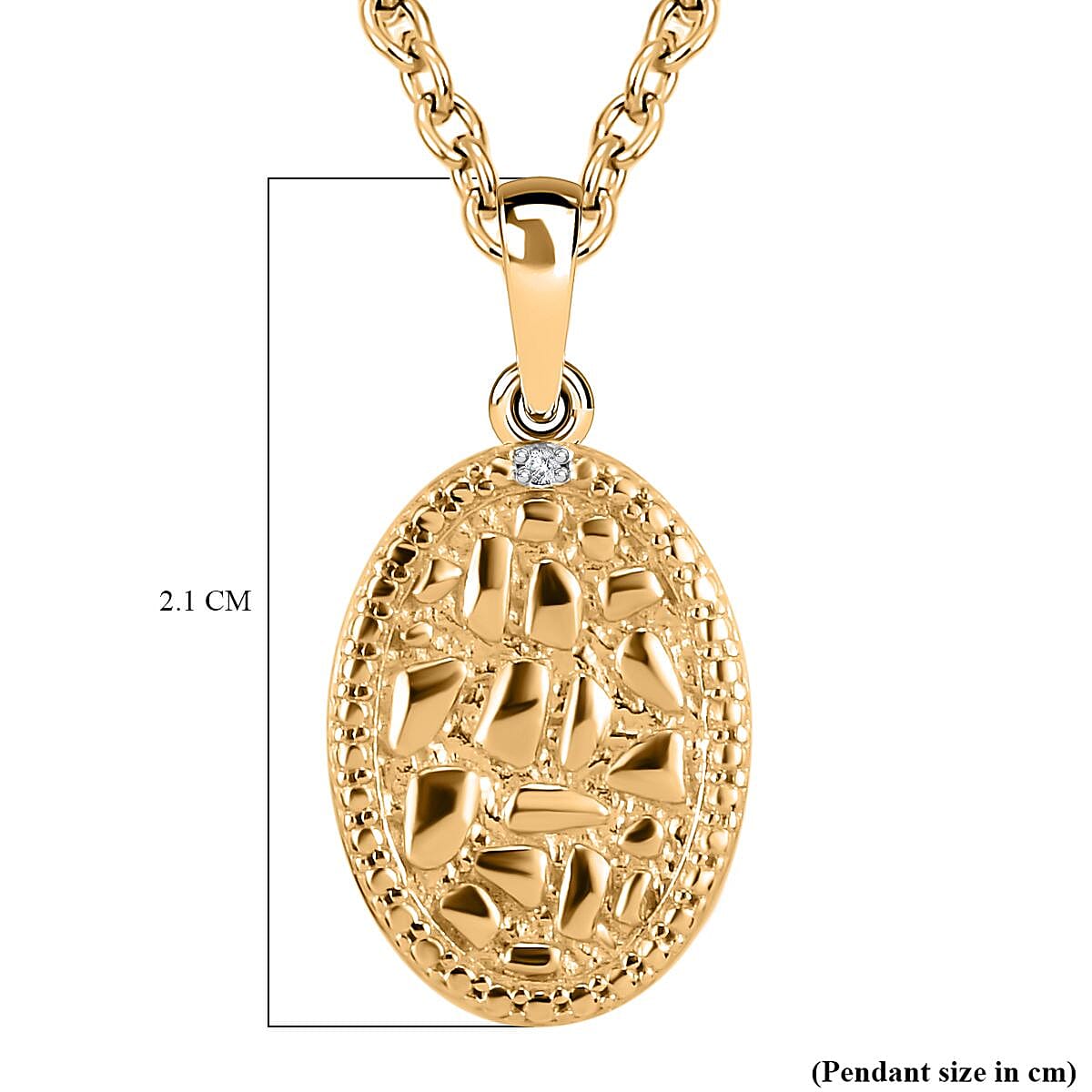 Diamond 14K Gold Overlay Sterling Silver Textured Pendant with FREE Chain (Size 20) 4206635 5