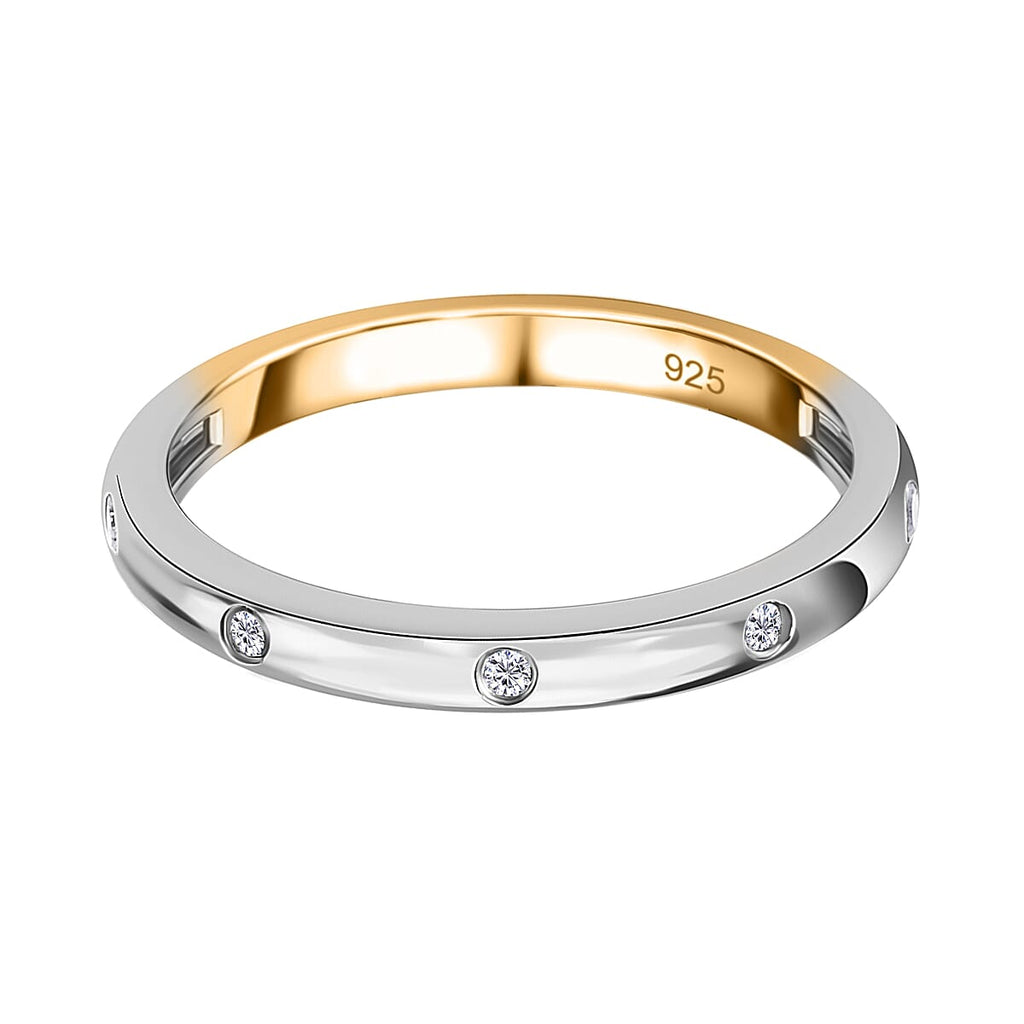 Diamond Band Ring in 18K Yellow Gold Vermeil & Platinum Plated Sterling Silver