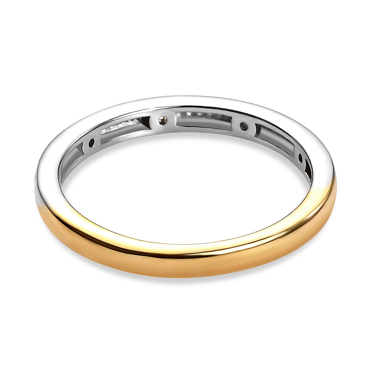 Diamond Wedding Band Ring in 18K Yellow Gold Vermeil and Platinum Plated Sterling Silver 7011166 8