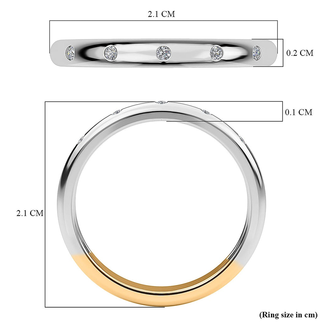 Diamond Band Ring in 18K Yellow Gold Vermeil & Platinum Plated Sterling Silver