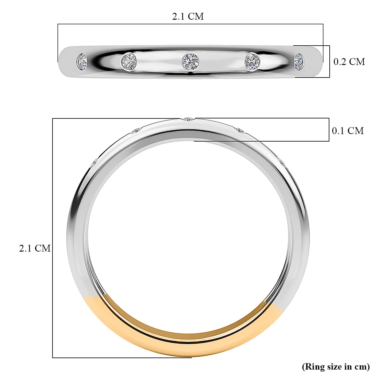 Diamond Wedding Band Ring in 18K Yellow Gold Vermeil and Platinum Plated Sterling Silver 7011166 11