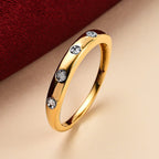 Diamond Band Ring in 18K Vermeil Yellow Gold Overlay Sterling Silver