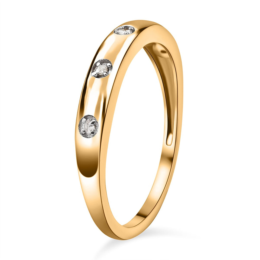 Diamond Band Ring in 18K Vermeil Yellow Gold Overlay Sterling Silver