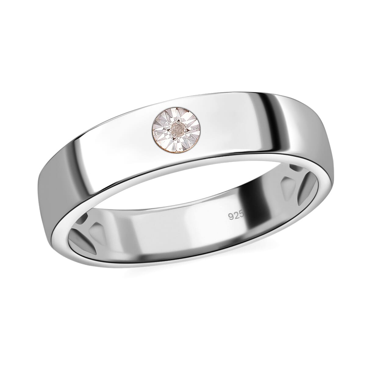 Diamond Solitaire Wedding Band Ring in Platinum Overlay Sterling Silver 3634913 2