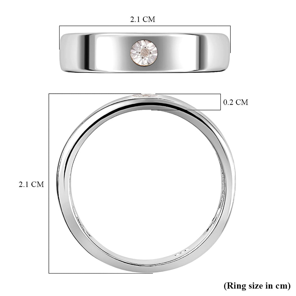 Diamond Band Ring in Platinum Overlay Sterling Silver