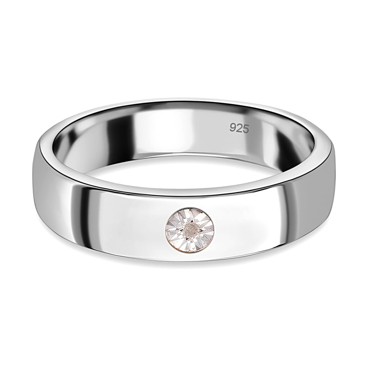 Diamond Solitaire Wedding Band Ring in Platinum Overlay Sterling Silver 3757006 0