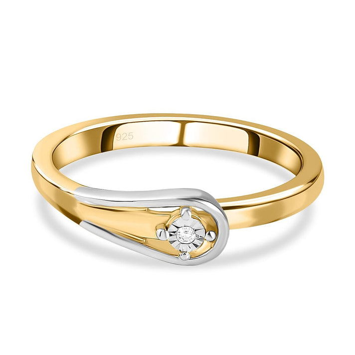 Diamond Bicolore Ring in Platinum And 18k Vermeil Yellow Gold Overlay Sterling Silver 7228998 1