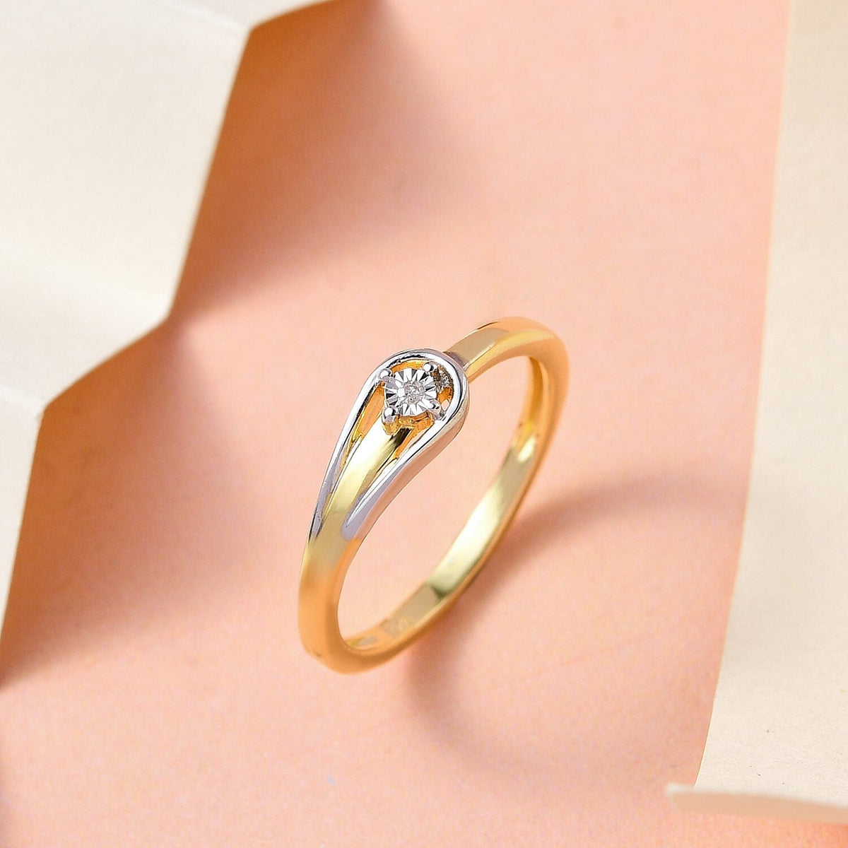 Diamond Bicolore Ring in Platinum And 18k Vermeil Yellow Gold Overlay Sterling Silver 7228995 2
