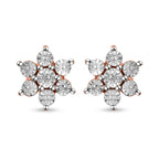 Diamond Floral Stud Earrings in Rose Gold Overlay Sterling Silver