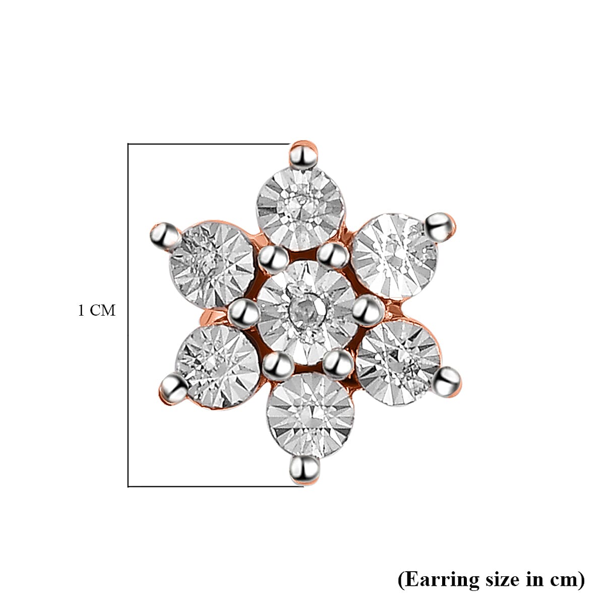 Diamond Floral Stud Earrings in Rose Gold Plated Sterling Silver 3688754 5