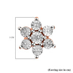 Diamond Floral Stud Earrings in Rose Gold Overlay Sterling Silver